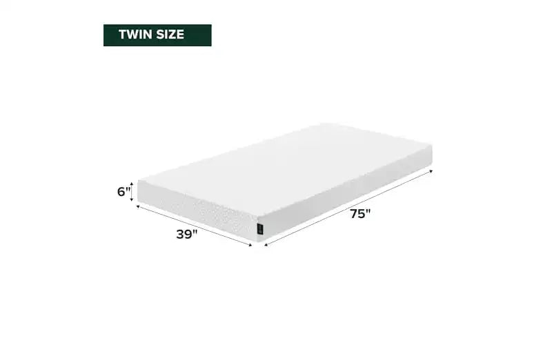 Matelas en mousse à mémoire de forme essentiel ZINUS 6 Twin Cooling, sans fibre de verre, fermeté moyenne, couches rafraîchissantes et respirantes, matériaux certifiés sûrs