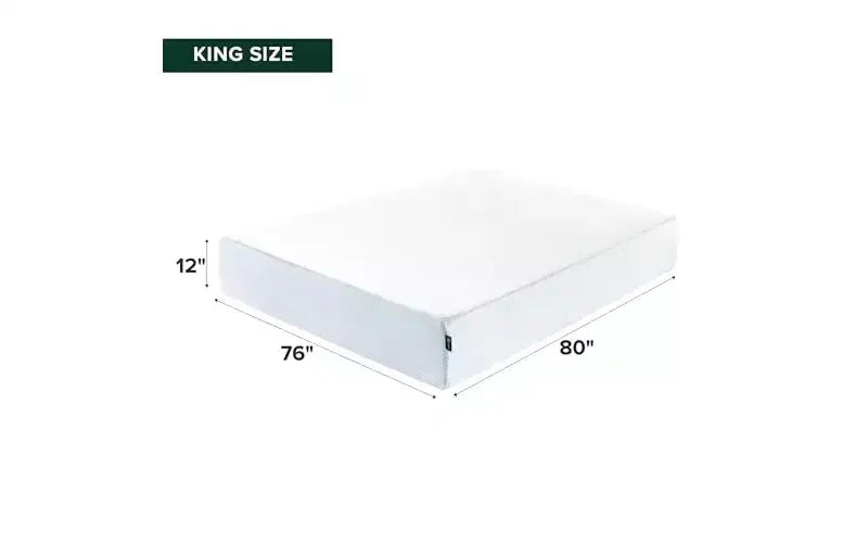 Matelas en mousse à mémoire de forme rafraîchissante Zinus 12 pouces au thé vert, King, sans fibre de verre, fermeté moyenne, mousse de gel rafraîchissante, mousses et tissus certifiés sûrs