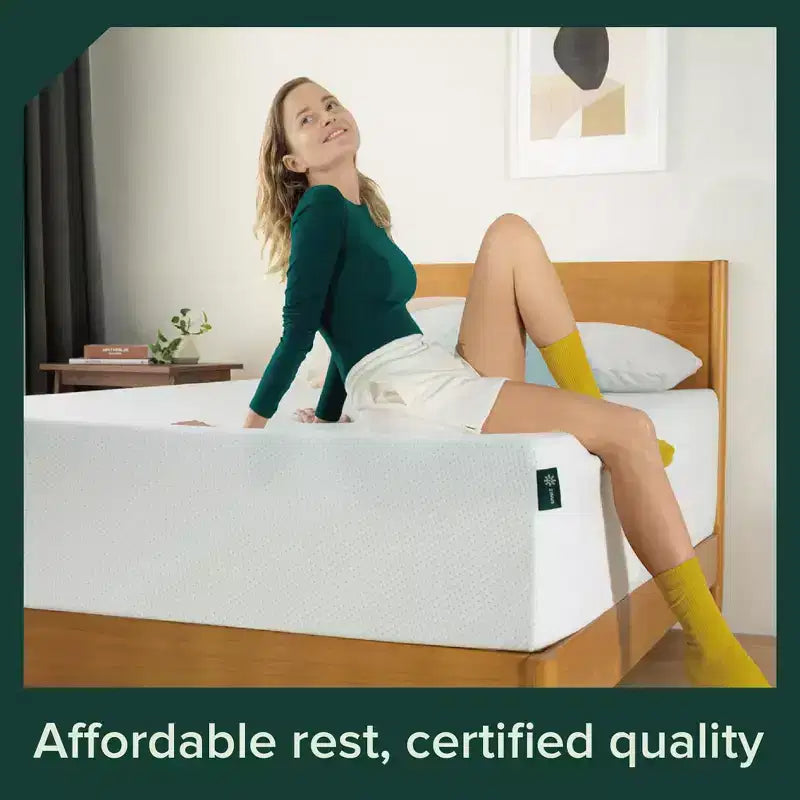 Matelas en mousse à mémoire de forme au thé vert Zinus 25 cm, une place, sans fibre de verre, fermeté moyenne, zones de soulagement de la pression, mousses et tissu certifiés sûrs