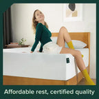 Matelas en mousse à mémoire de forme au thé vert Zinus 25 cm, une place, sans fibre de verre, fermeté moyenne, zones de soulagement de la pression, mousses et tissu certifiés sûrs