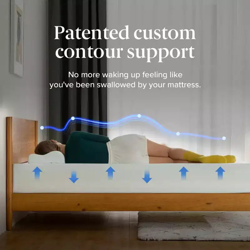 Matelas en mousse à mémoire de forme au thé vert Zinus 25 cm, une place, sans fibre de verre, fermeté moyenne, zones de soulagement de la pression, mousses et tissu certifiés sûrs