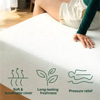 Matelas en mousse à mémoire de forme au thé vert Zinus 25 cm, une place, sans fibre de verre, fermeté moyenne, zones de soulagement de la pression, mousses et tissu certifiés sûrs
