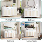 Buffet de rangement avec 2 tiroirs et portes, éclairage intégré et prise de courant, meuble de rangement d'appoint, table de bar à café, pour cuisine, salle à manger