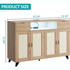 Buffet de rangement avec 2 tiroirs et portes, éclairage intégré et prise de courant, meuble de rangement d'appoint, table de bar à café, pour cuisine, salle à manger