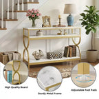 Console MAYEERTY à 3 niveaux, table de canapé de 140 cm avec étagères de rangement