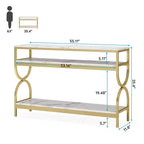 Console MAYEERTY à 3 niveaux, table de canapé de 140 cm avec étagères de rangement
