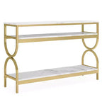 Console MAYEERTY à 3 niveaux, table de canapé de 140 cm avec étagères de rangement