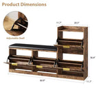 Meuble à chaussures, banc porte-chaussures autoportant avec 4 tiroirs basculants, meuble de rangement pour chaussures et siège rembourré confortable, adapté pour l'entrée et le couloir
