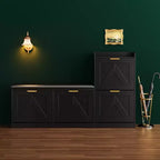 Meuble à chaussures, banc porte-chaussures autoportant avec 4 tiroirs basculants, meuble de rangement pour chaussures et siège rembourré confortable, adapté pour l'entrée et le couloir