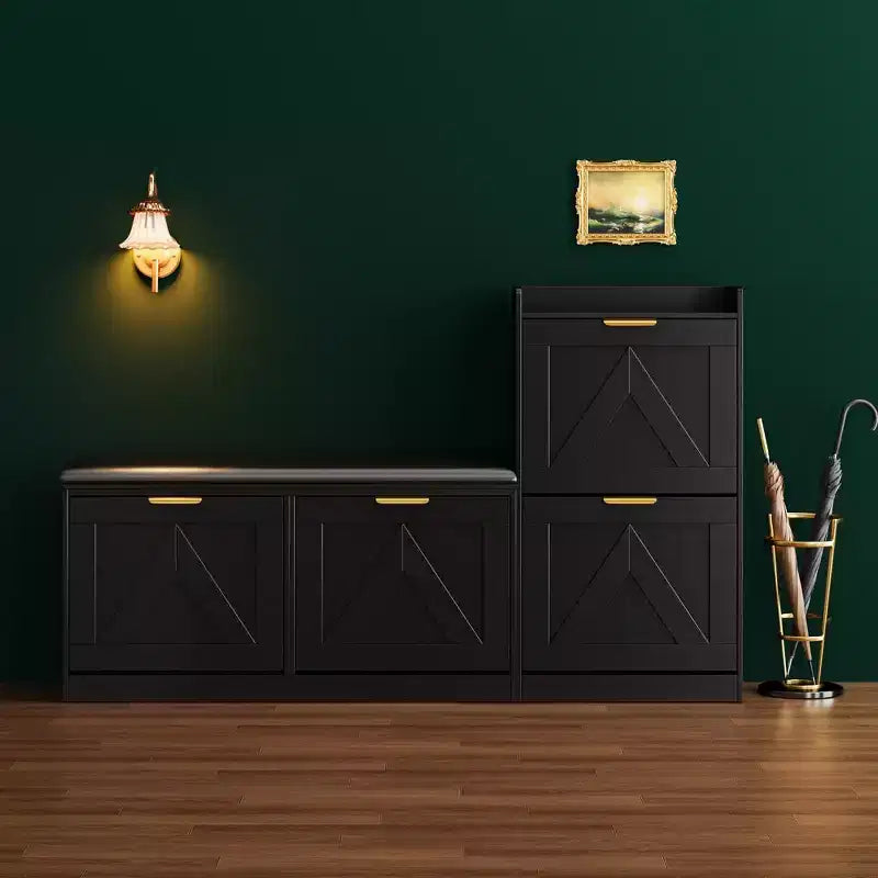 Meuble à chaussures, banc porte-chaussures autoportant avec 4 tiroirs basculants, meuble de rangement pour chaussures et siège rembourré confortable, adapté pour l'entrée et le couloir