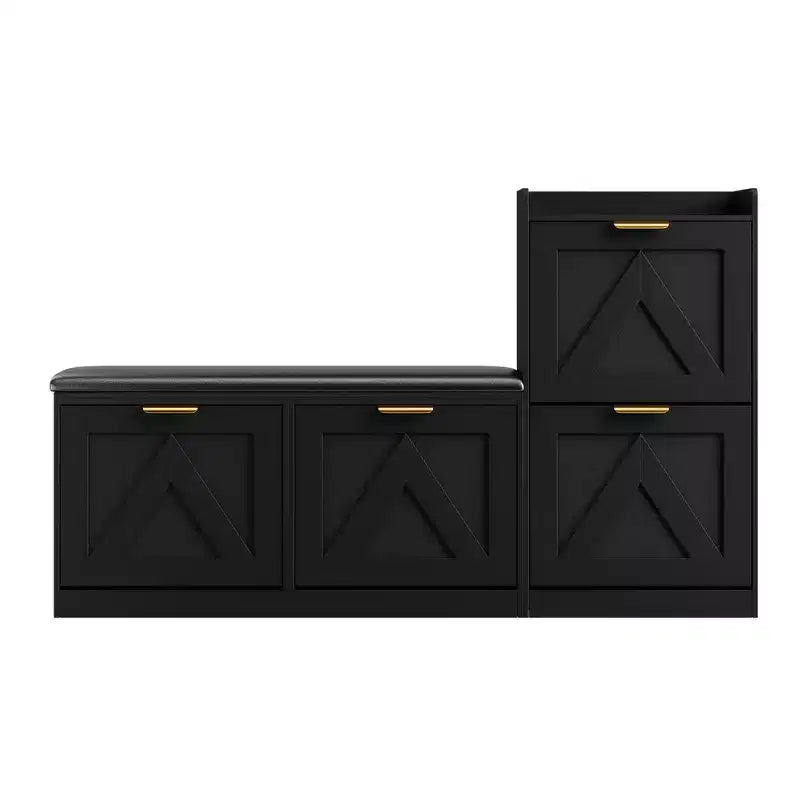 Meuble à chaussures, banc porte-chaussures autoportant avec 4 tiroirs basculants, meuble de rangement pour chaussures et siège rembourré confortable, adapté pour l'entrée et le couloir