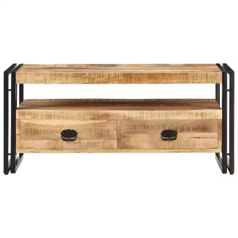 vidaXL Table Basse Marron et Noir Bois d'Acacia Massif, Acier Laqué