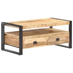 vidaXL Table Basse Marron et Noir Bois d'Acacia Massif, Acier Laqué