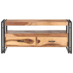 vidaXL Table Basse Marron et Noir Bois d'Acacia Massif, Acier Laqué