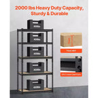 Étagères de rangement VEVOR, 907 kg, étagères de rangement de garage à 5 niveaux, étagères métalliques réglables 40,6 x 81,3 x 159,5 cm pour étagères de garage, support utilitaire, noir
