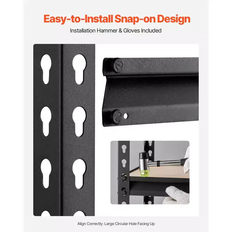 Étagères de rangement VEVOR, 907 kg, étagères de rangement de garage à 5 niveaux, étagères métalliques réglables 40,6 x 81,3 x 159,5 cm pour étagères de garage, support utilitaire, noir