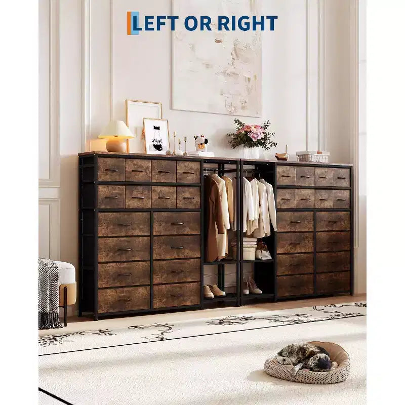 Portant à vêtements à 16 tiroirs Organisateur de garde-robe autoportant avec étagères pour le rangement de la chambre à coucher