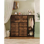 Portant à vêtements à 16 tiroirs Organisateur de garde-robe autoportant avec étagères pour le rangement de la chambre à coucher