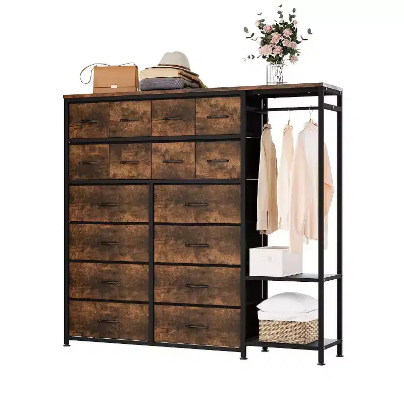 16-Drawer Clothes Rack  Freestanding Wardrobe Organizer with Shelves for Bedroom Storage