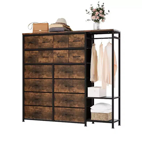 16-Drawer Clothes Rack  Freestanding Wardrobe Organizer with Shelves for Bedroom Storage