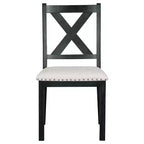 Ensemble de salle à manger extensible de ferme pour 6 personnes, table de cuisine rectangulaire en bois massif avec rallonge amovible, 4 chaises rembourrées et banc