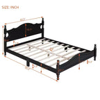 MAYEERTY Cadre de lit plateforme queen-size rétro en bois avec lattes en bois pour chambre à coucher, noir