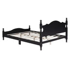 MAYEERTY Cadre de lit plateforme queen-size rétro en bois avec lattes en bois pour chambre à coucher, noir