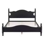 MAYEERTY Cadre de lit plateforme queen-size rétro en bois avec lattes en bois pour chambre à coucher, noir