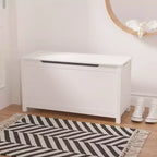 Coffre à jouets en bois pour enfants avec couvercle à charnière de sécurité, pour les 2 ans et plus (blanc)
