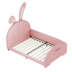 Lit de princesse rembourré en forme de lapin MAYEERTY pour lit jumeau avec tête de lit et pied de lit rose