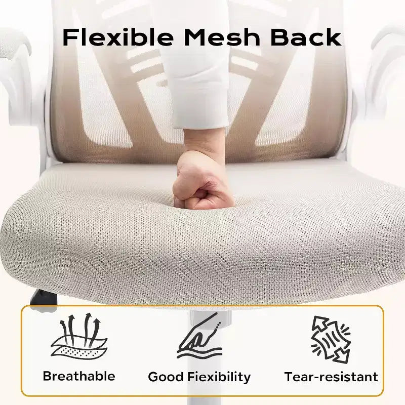 Chaise de bureau ergonomique Acekool avec accoudoirs relevables, siège large en maille, soutien lombaire, chaise de bureau d'ordinateur pour chambre à coucher et bureau
