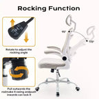Chaise de bureau ergonomique Acekool avec accoudoirs relevables, siège large en maille, soutien lombaire, chaise de bureau d'ordinateur pour chambre à coucher et bureau