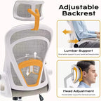 Chaise de bureau ergonomique Acekool avec accoudoirs relevables, siège large en maille, soutien lombaire, chaise de bureau d'ordinateur pour chambre à coucher et bureau