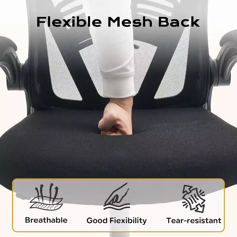 Chaise de bureau ergonomique Acekool avec accoudoirs relevables, siège large en maille, soutien lombaire, chaise de bureau d'ordinateur pour chambre à coucher et bureau