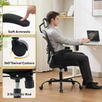 Chaise de bureau ergonomique Acekool avec accoudoirs relevables, siège large en maille, soutien lombaire, chaise de bureau d'ordinateur pour chambre à coucher et bureau