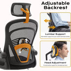 Chaise de bureau ergonomique Acekool avec accoudoirs relevables, siège large en maille, soutien lombaire, chaise de bureau d'ordinateur pour chambre à coucher et bureau