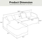 Canapé d'angle en chenille haute densité Clihome avec méridienne incurvée