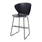 HomeRoots Set of Two 26 Black Heavy Duty Plastic and Metal Low Back Counter Height Bar Chairs