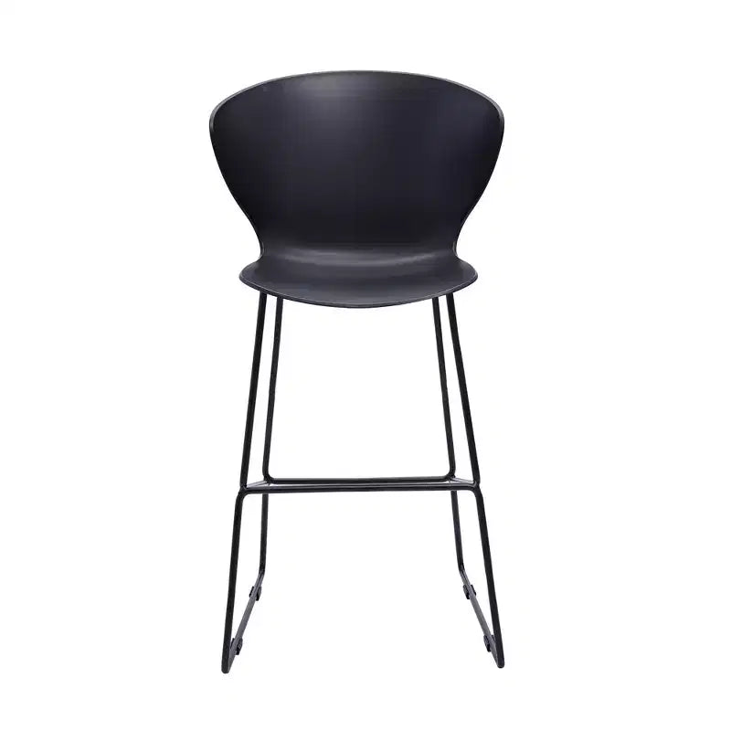 HomeRoots Ensemble de deux chaises de bar de 26 pouces de hauteur de comptoir, noires, en plastique et métal, à dossier bas et robustes