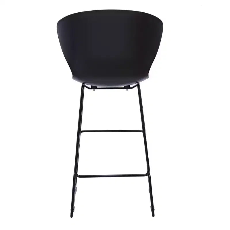 HomeRoots Ensemble de deux chaises de bar de 26 pouces de hauteur de comptoir, noires, en plastique et métal, à dossier bas et robustes