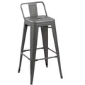 HomeRoots Set of Four 26 Gray Steel and Metal Low Back Counter Height Bar Chairs