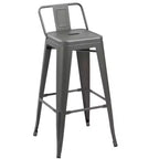 HomeRoots Set of Four 26 Gray Steel and Metal Low Back Counter Height Bar Chairs