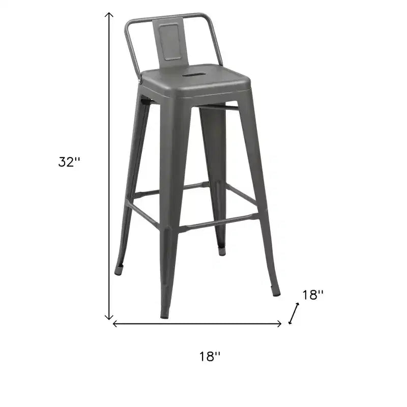 HomeRoots Lot de quatre tabourets de bar gris en acier et métal à dossier bas de 66 cm (hauteur comptoir)