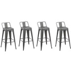 HomeRoots Lot de quatre tabourets de bar gris en acier et métal à dossier bas de 66 cm (hauteur comptoir)