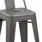 HomeRoots Lot de quatre tabourets de bar gris en acier et métal à dossier bas de 66 cm (hauteur comptoir)