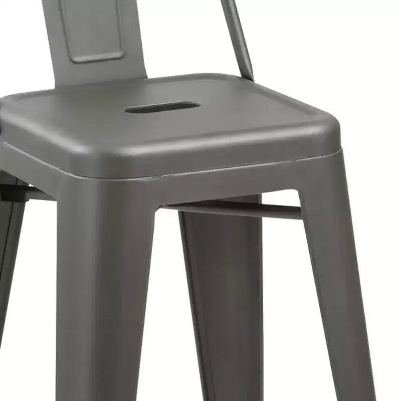 HomeRoots Lot de quatre tabourets de bar gris en acier et métal à dossier bas de 66 cm (hauteur comptoir)