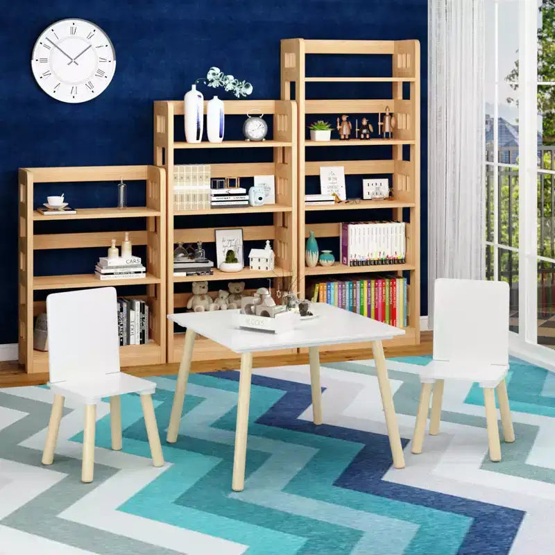 Ensemble table et 2 chaises Etokfoks pour enfants - Bois massif et MDF - Blanc - Table 60 x 60 x 44 cm - Chaises 34 x 30 x 51 cm