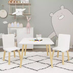 Ensemble table et 2 chaises Etokfoks pour enfants - Bois massif et MDF - Blanc - Table 60 x 60 x 44 cm - Chaises 34 x 30 x 51 cm