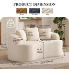 Canapé KERDOM à dossier incurvé en tissu Teddy Bear avec coussin d'assise confortable et 3 oreillers, convient pour le salon