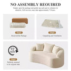 Canapé KERDOM à dossier incurvé en tissu Teddy Bear avec coussin d'assise confortable et 3 oreillers, convient pour le salon